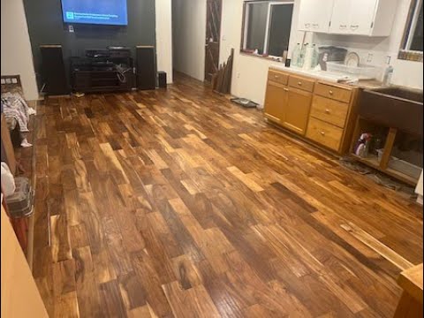 Finished Installing Acacia Hardwood Flooring on the DIY Single Wide Mobile Home Rebuild