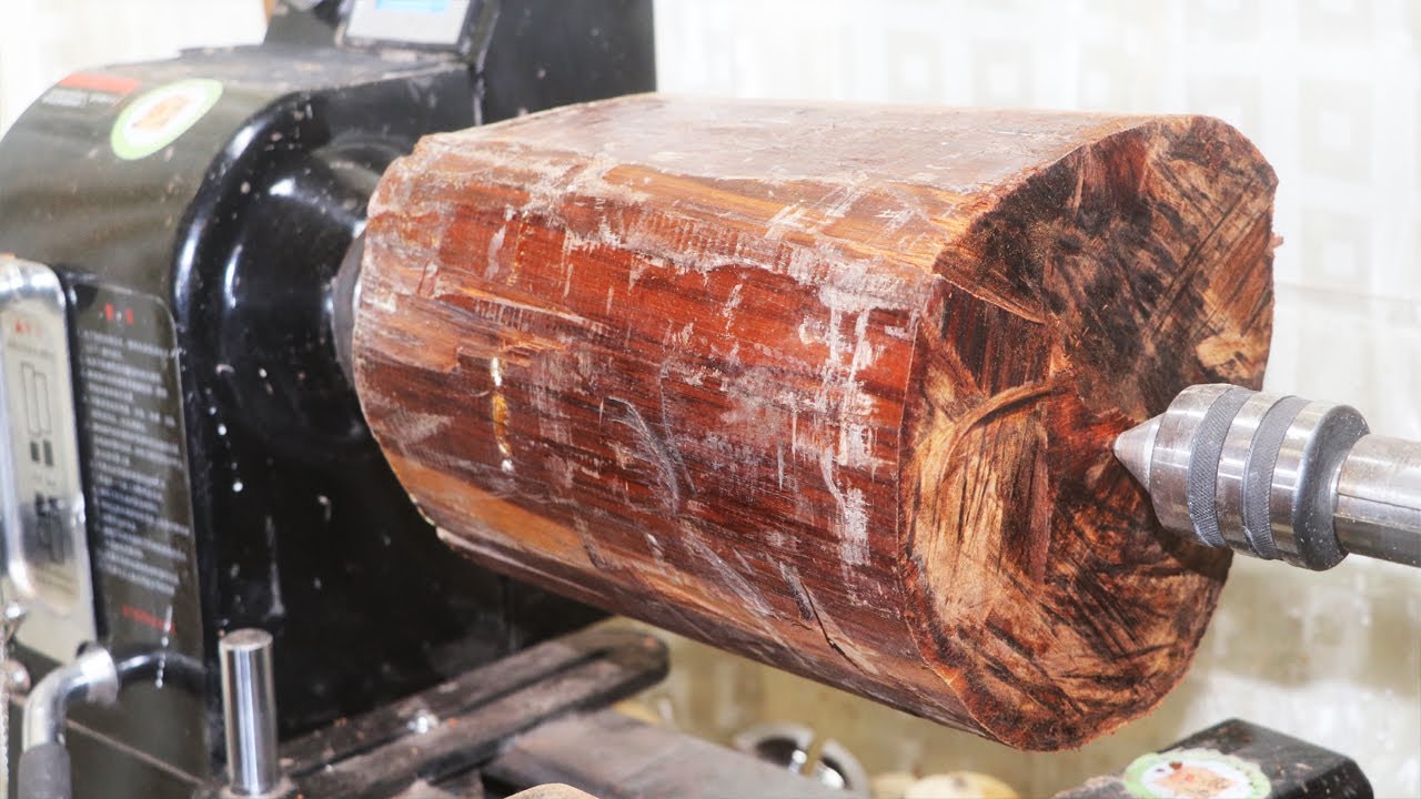 Wood turning: A large piece of snake wood, one of the densest wood, amazing color and  grain🔥🔥🔥