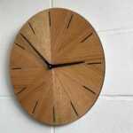 Modern Wall Clock – Sunburst Segmented Wood in Oak & Walnut - Image 4