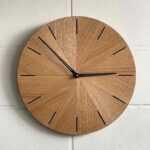 Modern Wall Clock – Sunburst Segmented Wood in Oak & Walnut - Image 6
