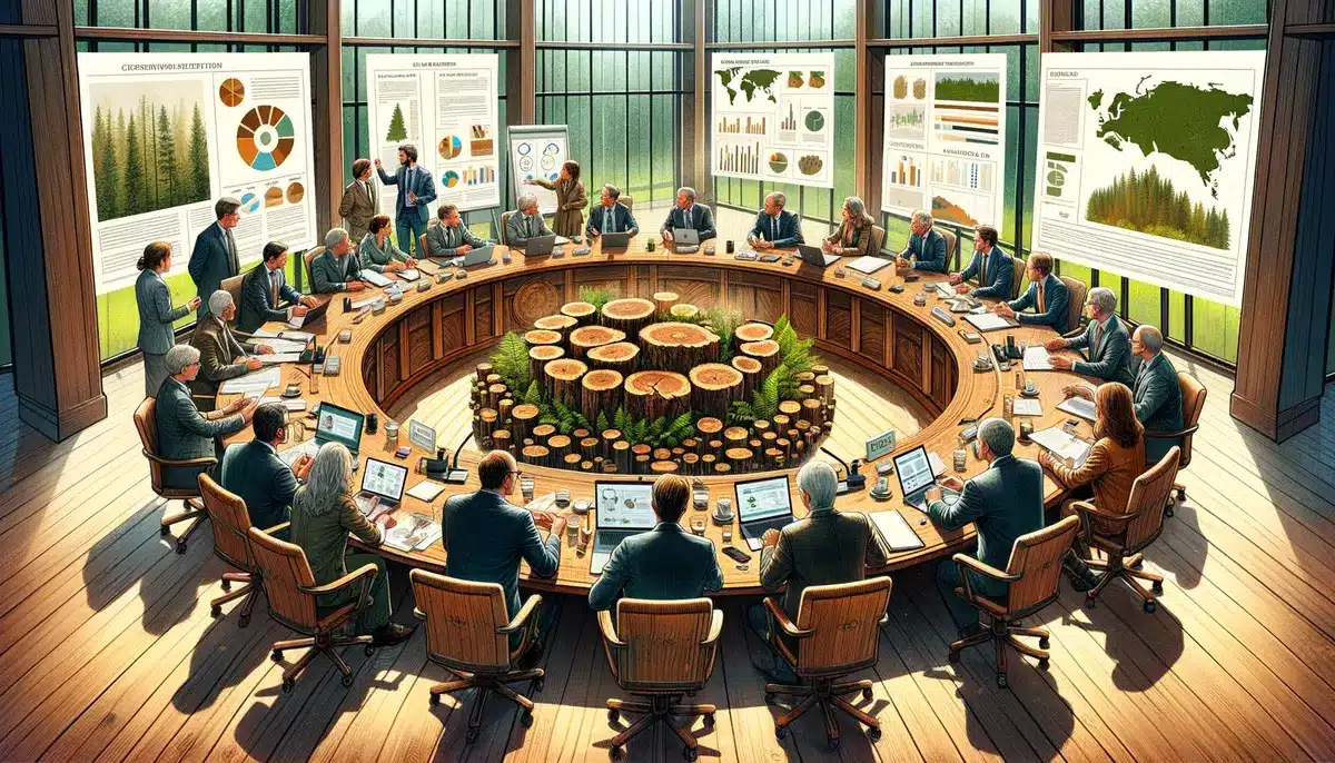 A meeting of forestry experts discussing teak conservation