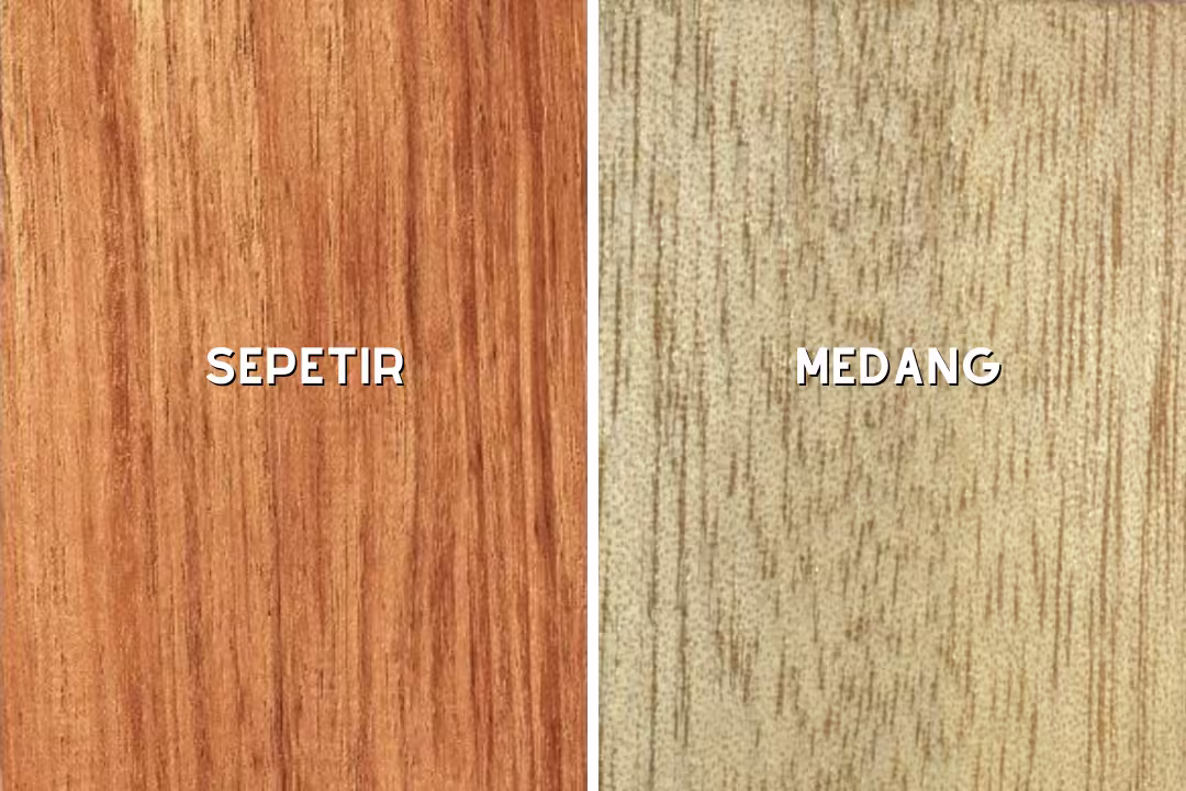 Two wood textures labeled Sepetir and Medang