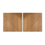 Laser cut chevron diptych geometric wood wall art in natural matte finish