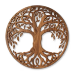 Tree of Life Wall Art – Round Celtic Carving in Walnut Veneer