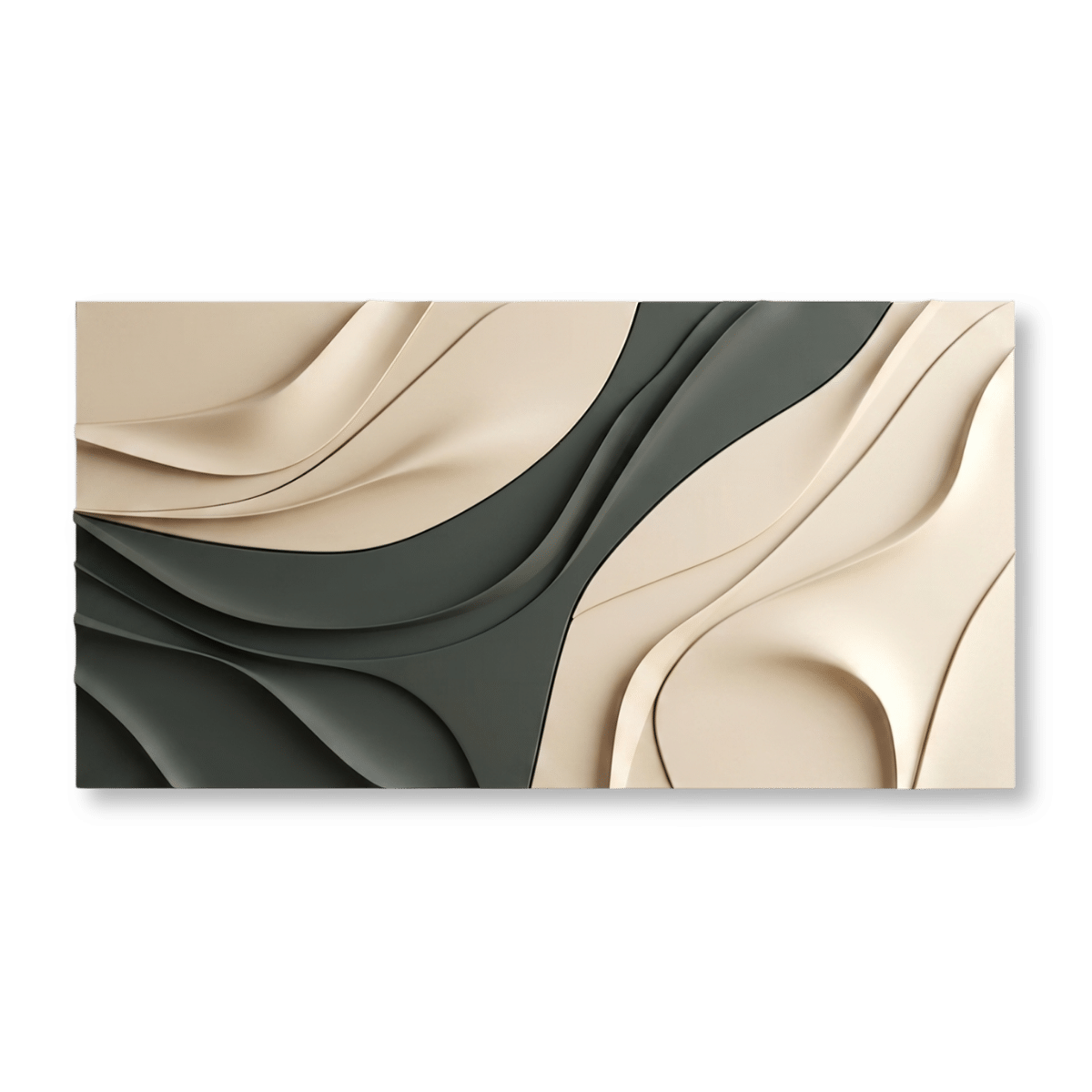 flowing-waves-abstract-wall-art-glamorwood Abstract Wall Art – 3D Carved Flowing Waves in Beige & Forest Green - Image 1