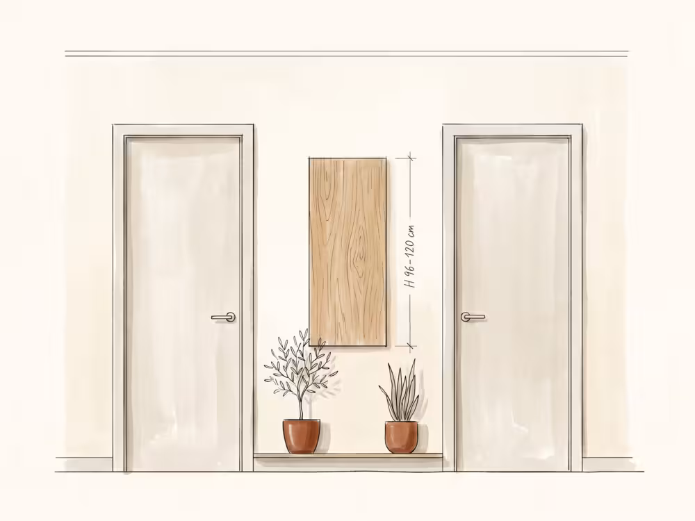Large vertical wall art on a staircase wall
